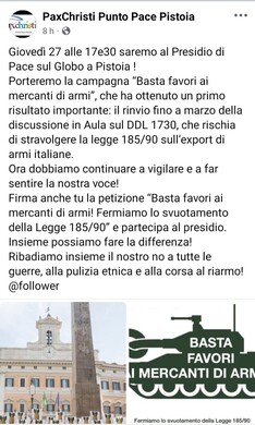 Presidio di Pace no alla guerra e al riarmo