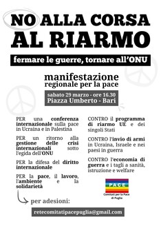 NO ALLA CORSA AL RIARMO - FERMARE LE GUERRE TORNARE ALL'ONU