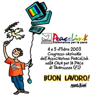 Congresso PeaceLink - 4-5 ottobre 2003  Vignetta di Mauro Biani
