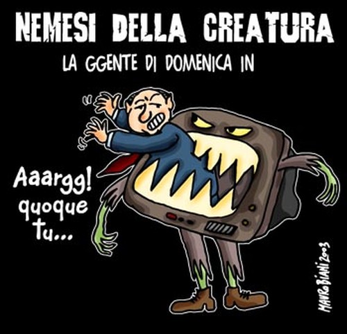 teleconsumisticomunisti - nemesi della creatura  Vignetta di Mauro Biani