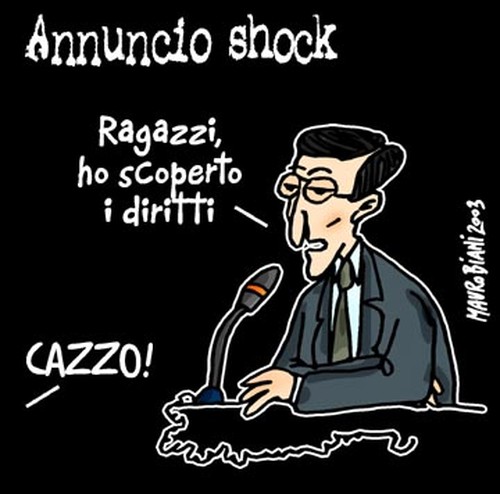 Fini, annuncio shock  Vignetta di Mauro Biani
