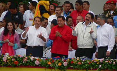 Hugo Chávez, Manuel "Mel" Zelaya e Fernando Lugo (© Foto G. Trucchi)