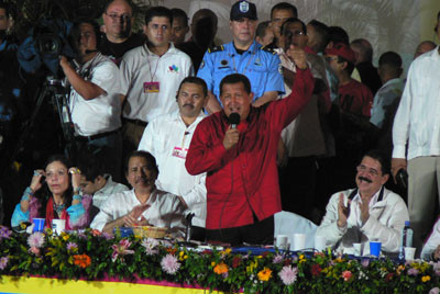 Il discorso di Hugo Chávez (© Foto G. Trucchi)