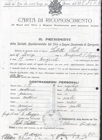 Carta di Riconoscimento di Soci del Tiro a Segno Nazionale per portare Armi (1° Adolescenza fascista)