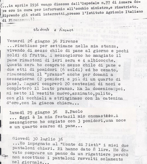 Diario. Sabbetta studente presso l'Istituto Agricolo Coloniale di Firenze (4° Fra due fuochi)