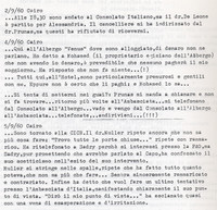 Diario. Sabbetta riceve quanto meno la disponibilità del Dott. Muller capo della CICR il quale con esasperata irritazione  gli promette un ultimo tentativo all'Ambasciata italiana (8° Asilo politico)