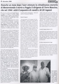 Articolo del periodico "Monterotondo Oggi" dicembre 2008 (Articoli di giornali)