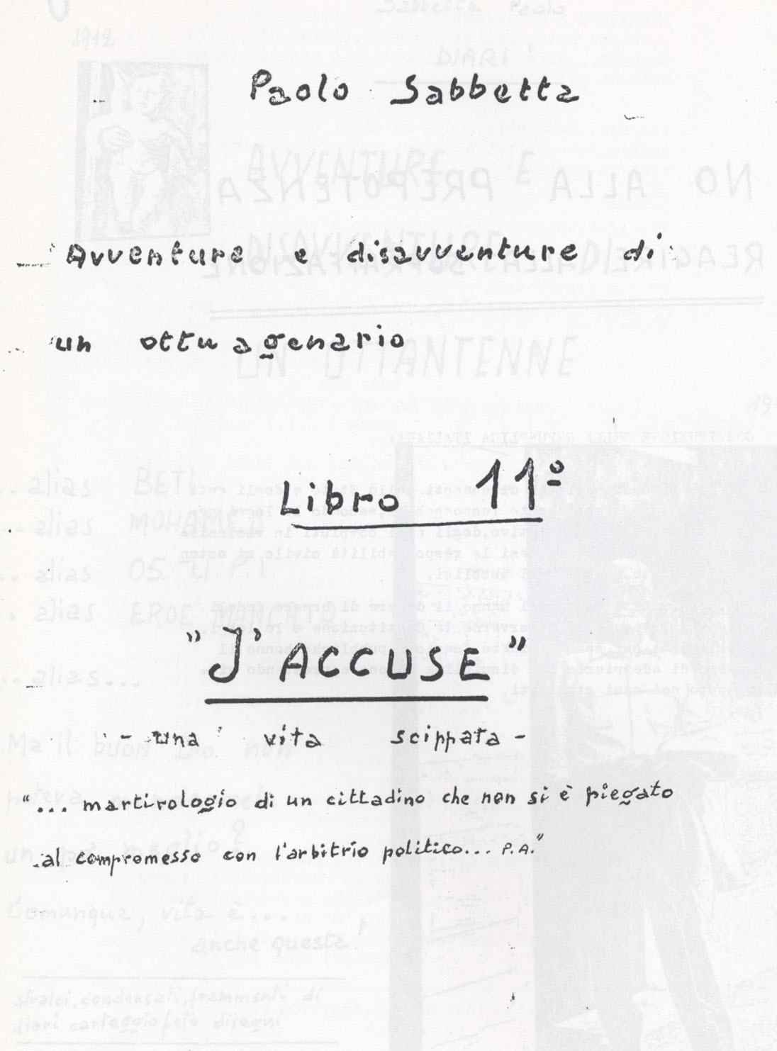 Frontespizio Memoriale "J'accuse"