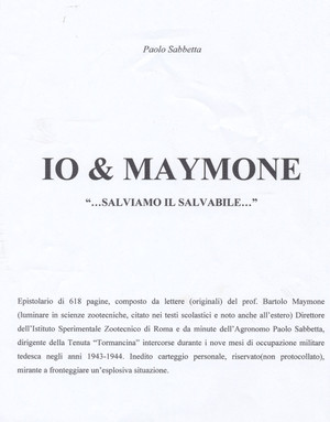 Frontespizio Memoriale-Epistolario " Io & Maymone"