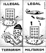 La guerra e' una forma di terrorismo. Immagine pubblicata su http://www.nacc.info/news61.htm