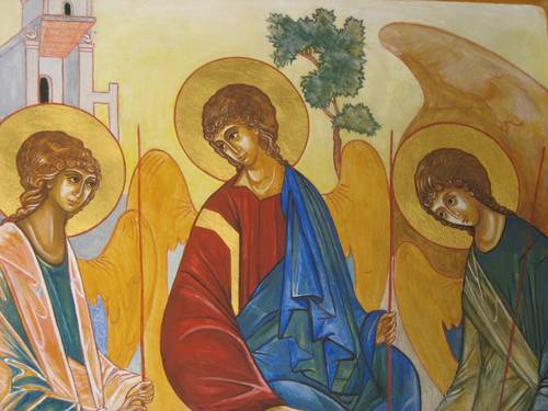 Particolare dell'Icona della Trinità di Cornelia Rota - Comunità di Santa Maria delle Grazie