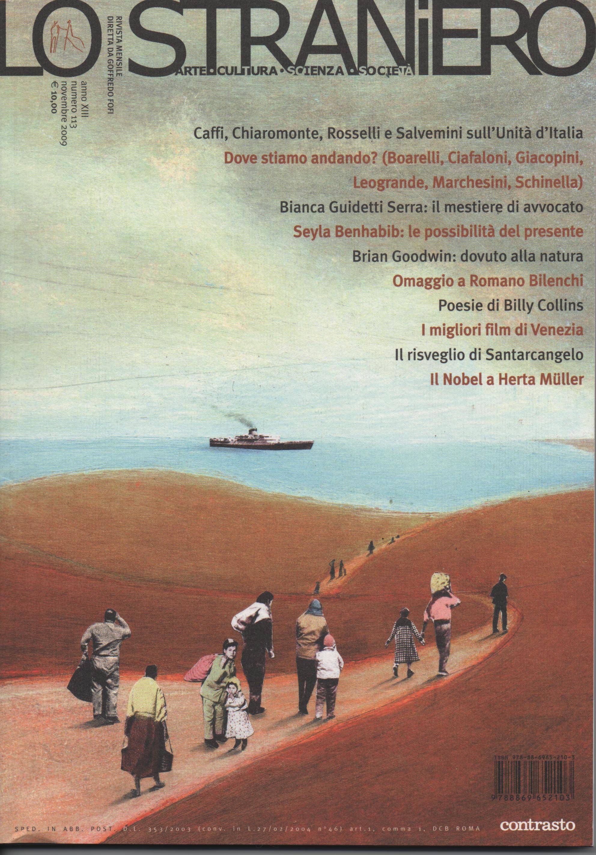 la copertina del numero di novembre 2009 della rivista letteraria