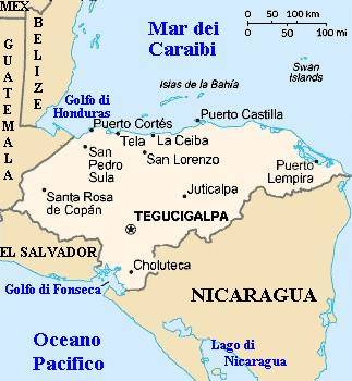 Cartina geografica dell'Honduras