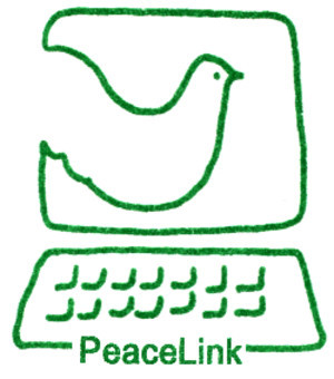 Il primo logo di PeaceLink disegnato da Alessandro Marescotti per realizzare nel 1991 la prima carta intestata. Poi il logo è stato ridisegnato da Enrico Marcandalli.
