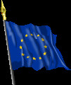 The Flag of Europe waving