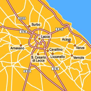 L'inceneritore fermato dalla Provincia di Lecce è a nord-ovest di Lecce, a Surbo 