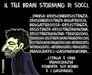 Excalibur pensiero   Vignetta di Mauro Biani ;  Mauro Biani weblog 