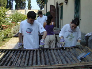 Lavoro di sverniciatura - Campo di lavoro agosto 2003