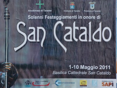 Il manifesto della Festa di San Cataldo (12 maggio 2011) con la sponsorizzazione dell'Ilva