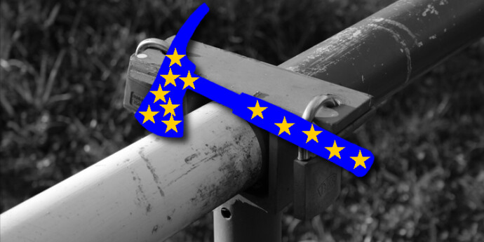 „Sie bleiben in Europa“ stand auf den Bannern der Aktivisten. – Archiv der FES 