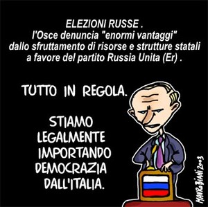 Elezioni in Russia  Vignetta di Mauro Biani ;  Mauro Biani weblog 