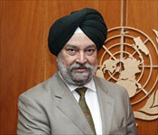 Ambasciatore Hardeep Singh Puri, Rappresentante Permanente d'India presso le Nazioni Unite di New York