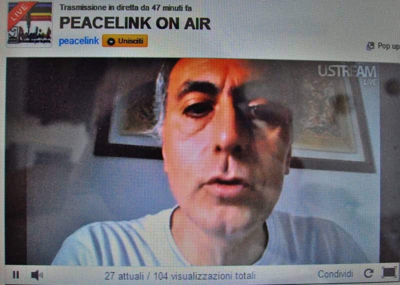 Alessandro Marescotti durante una trasmissione sul canale web Peacelink On Air