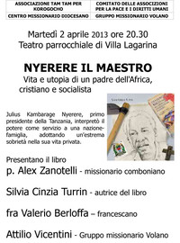 2 aprile - p. Alex Zanotelli racconta l'Africa a partire da NYERERE IL MAESTRO