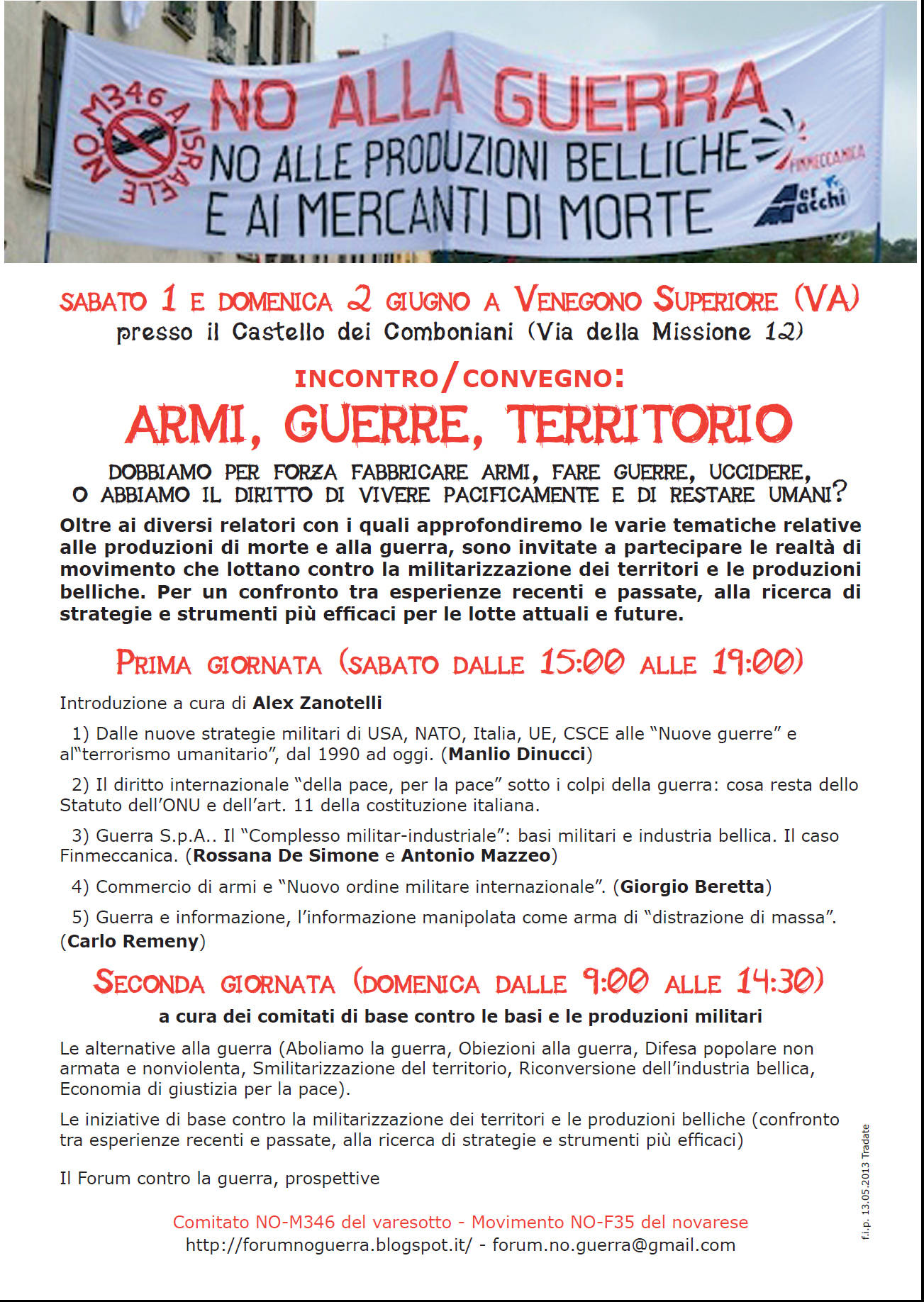 convegno: armi, guerre, territorio