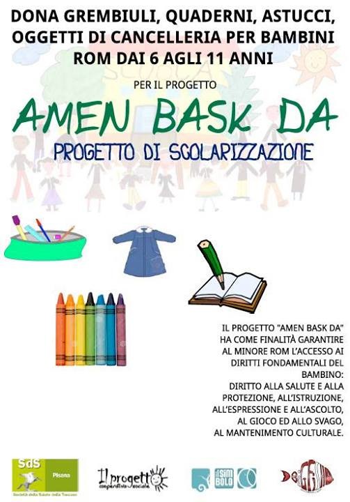 Si chiama Amen Bask Da il progetto di scolarizzazione dei bambini rom di Pisa e in lingua romanes significa “andiamo avanti insieme”.
