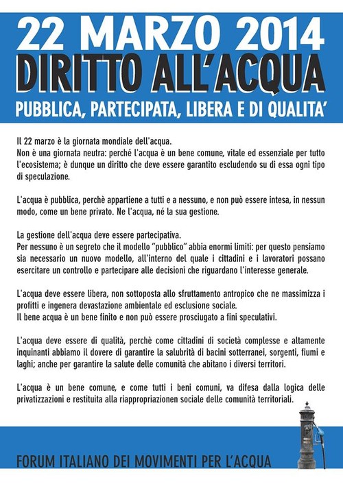 volantino giornata mondiale dell'acqua - Abruzzo Social Forum 2014