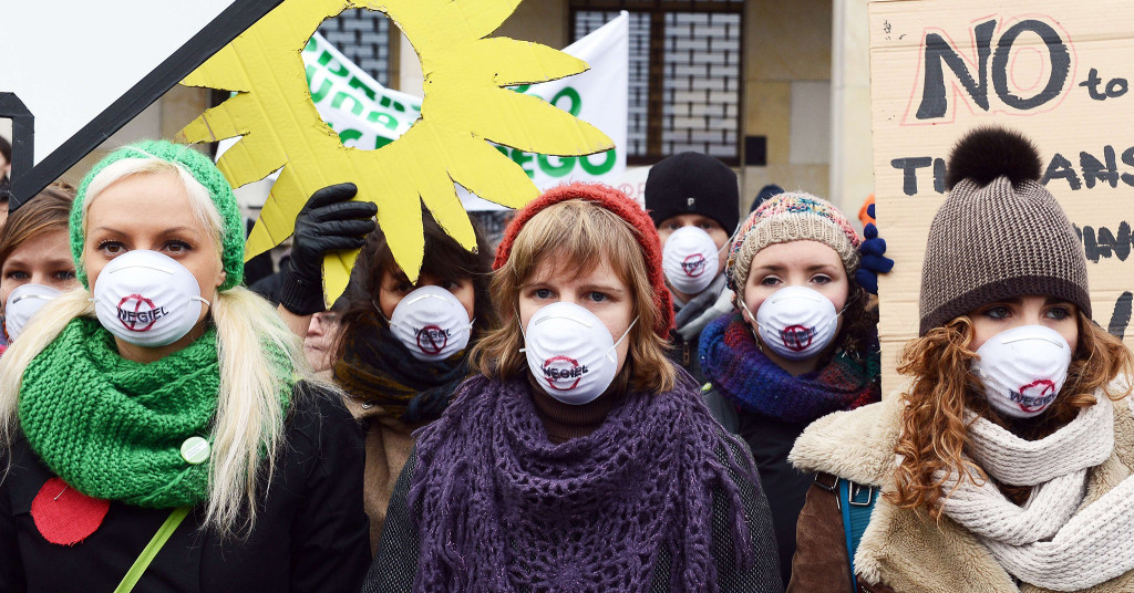 Manifestanti durante la Conferenza di Varsavia sul clima (novembre 2013)