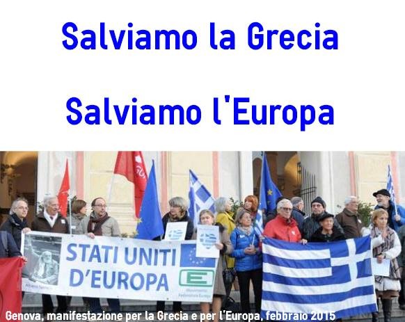 Genova, manifestazione per la Grecia, Piazza De Ferrari, febbraio 2015