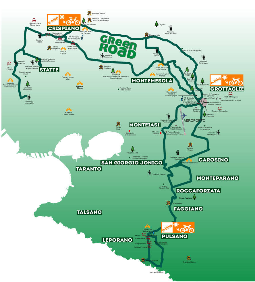 La mappa della Green Road in provincia di Taranto
