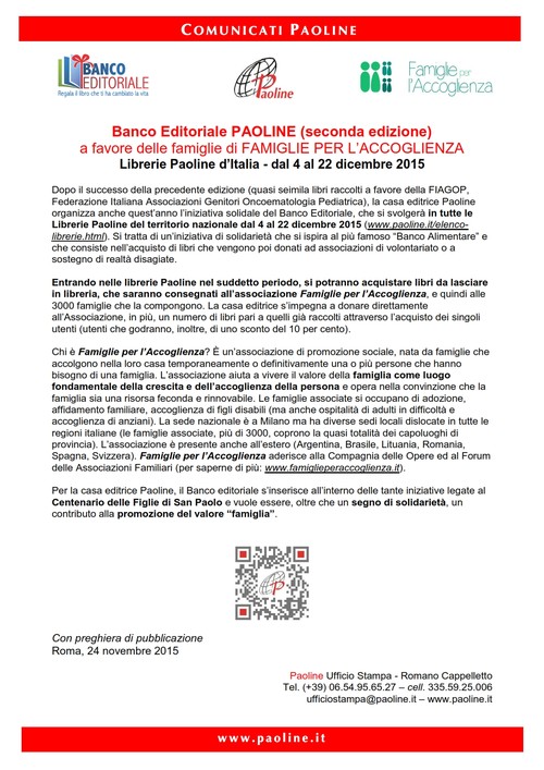 Banco Editoriale PAOLINE (seconda edizione)