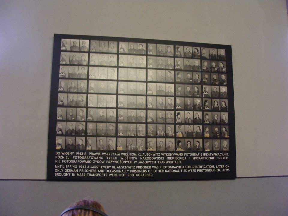 Riquadro con fotografie identificative dei detenuti di Auschwitz. 