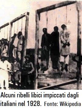 Alcuni ribelli libici impiccati nel 1928 (dalle truppe italiane invasori).