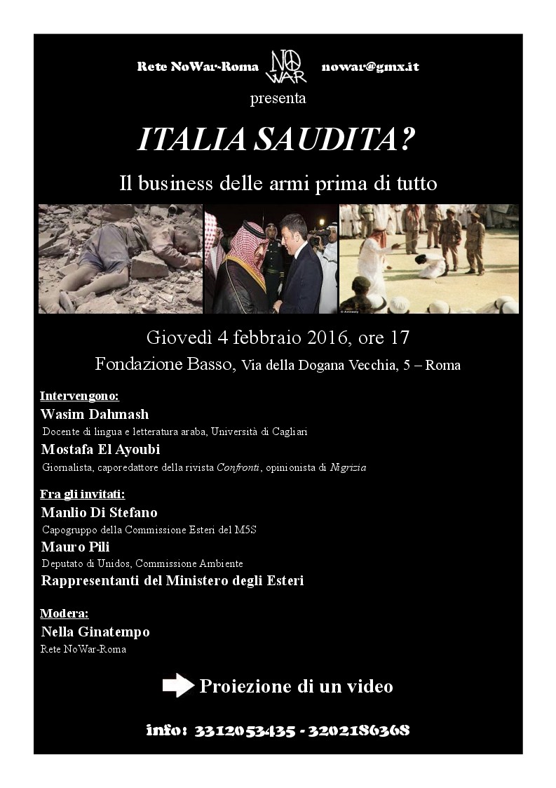 "ITALIA SAUDITA?": i fatti e misfatti del regime saudita in un convegno a Roma