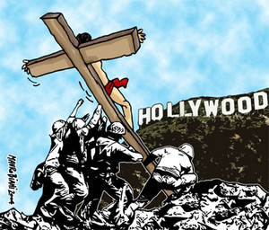 The Passion Hollywood.  Vignetta di Mauro Biani ;  Mauro Biani weblog 