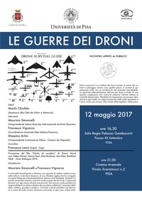 Le guerre dei droni, il 12 maggio a Pisa