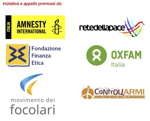 Promotori appello Yemen Amnesty International Sezione italiana - Movimento dei Focolari Italia - Oxfam Italia Fondazione Finanza Etica - Rete Italiana per il Disarmo - Rete per la Pace 