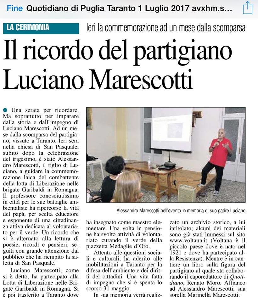 In ricordo del partigiano Luciano Marescotti