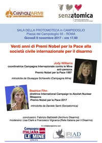 Venti anni di Nobel per la Pace alla società civile celebrati a Roma