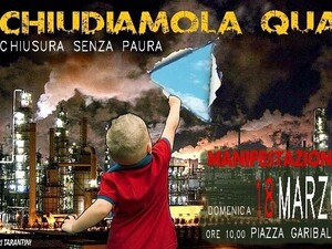 Manifestazione di protesta contro l'inquinamento ILVA a Taranto domenica 18 marzo 2018 in piazza Garibaldi