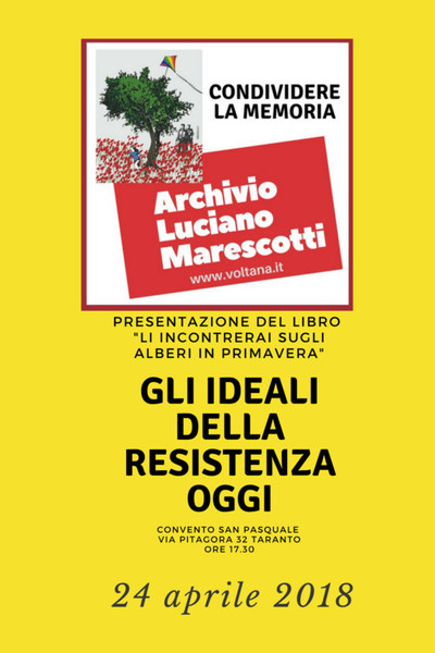 Iniziativa 24 aprile 2018 con il Logo Archivio Luciano Marescotti