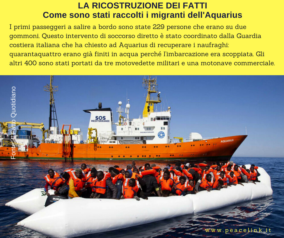 La nave Aquarius ha collaborato con le navi della Marina Militare a raccogliere migranti, e quindi andrebbe ringraziata ma Salvini fa l'esatto opposto.