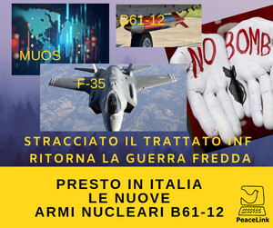 L'F-35A entro il 2022 dovrebbe ottenere la capacità di trasportare internamente la bomba nucleare B61-12. Ogni bomba dell'F-35 ha una potenza regolabile: da un massimo equivalente di 50.000 tonnellate di tritolo ad un minimo di 300. La resa esplosiva della bomba può essere ridotta elettronicamente attraverso un sistema di calibrazione. L'obiettivo è quello di rendere "accettabile" un'esplosione atomica. La nuova bomba nucleare B61-12 è efficare per distruggere un bunker nemico, perché penetra in profondità nel terreno distruggendo il cuore centrale del comando dell'avversario. Perché il M5s, adesso che è al governo, non sta dicendo nulla su queste armi nucleari di nuova generazione che arriveranno anche in Italia? 