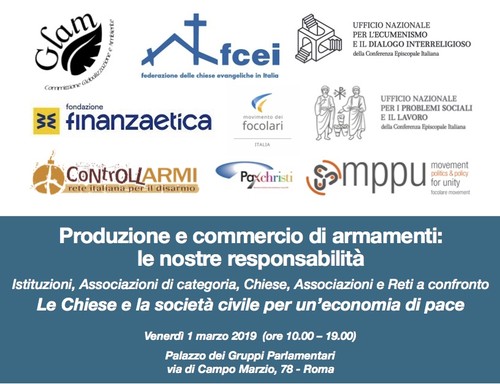 Rete Italiana per il Disarmo - Venerdì 1 marzo a Roma: "Produzione e commercio di armamenti: le nostre responsabilità"