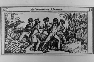 Una caricatura dei "cacciatori di schiavi" raffigurata nell'"Anti-Slavery Almanac" del 1839.
