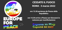 "Europe for peace": manifestazione per la pace il 5 marzo a Roma